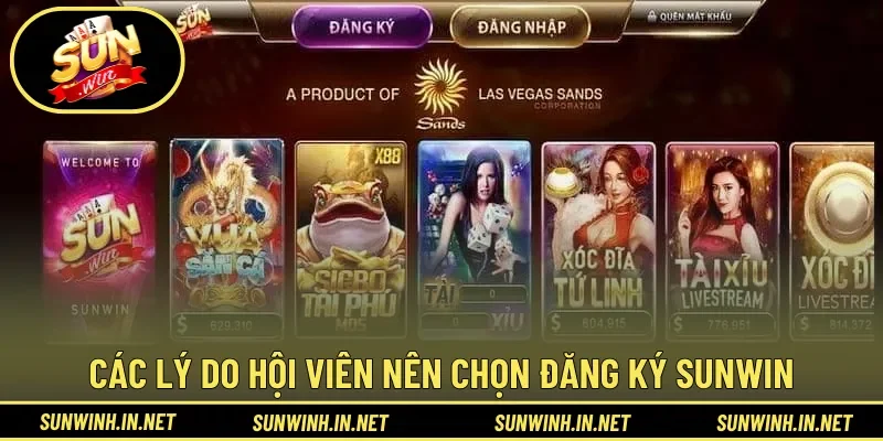 Các lý do hội viên nên chọn đăng ký SUNWIN